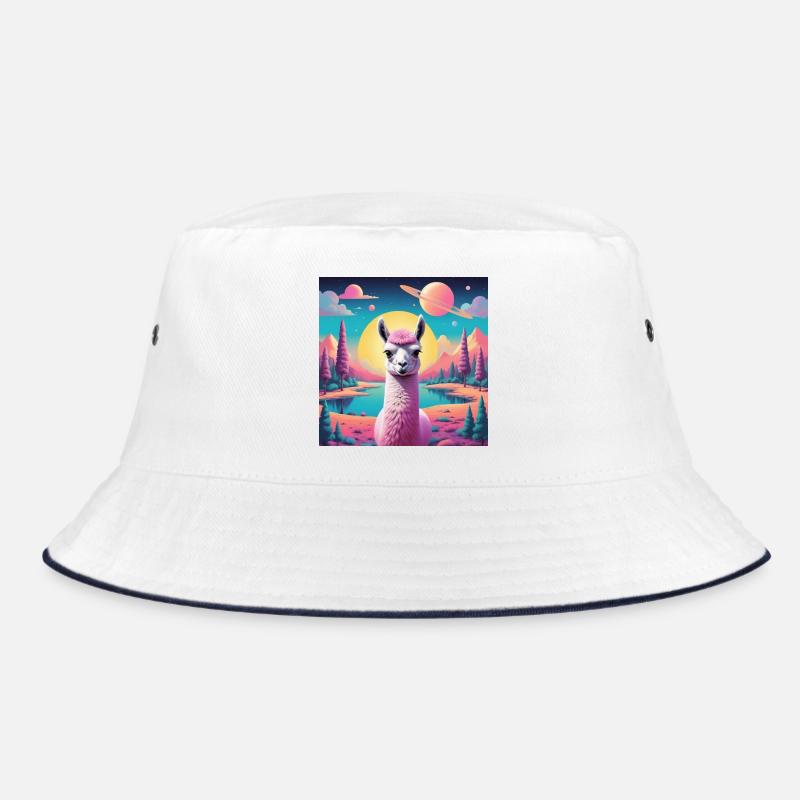 Space Llama - Bucket Hat - white/navy
