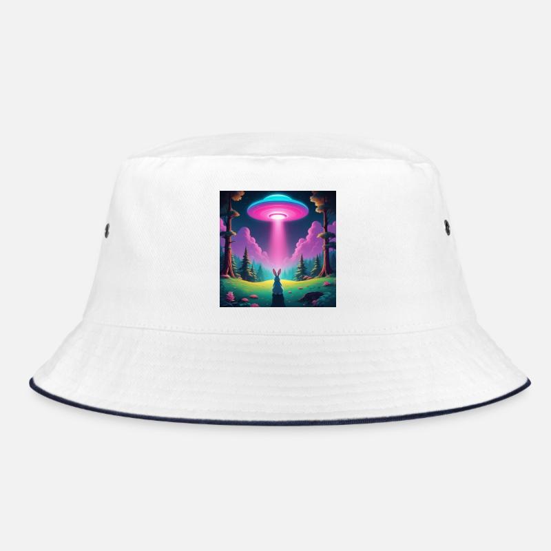 UFO with rabbit - Bucket Hat - white/navy
