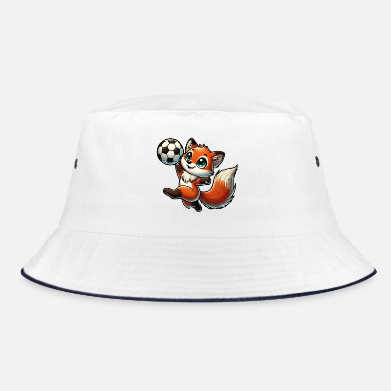 Cheerful fox playing with a soccer ball Bucket Hat