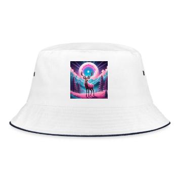 Deer on the mountain - Bucket Hat - white/navy - Front