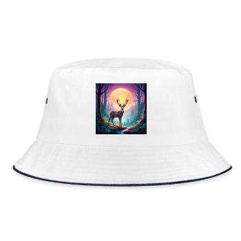 Deer in the forest - Bucket Hat - white/navy - Front