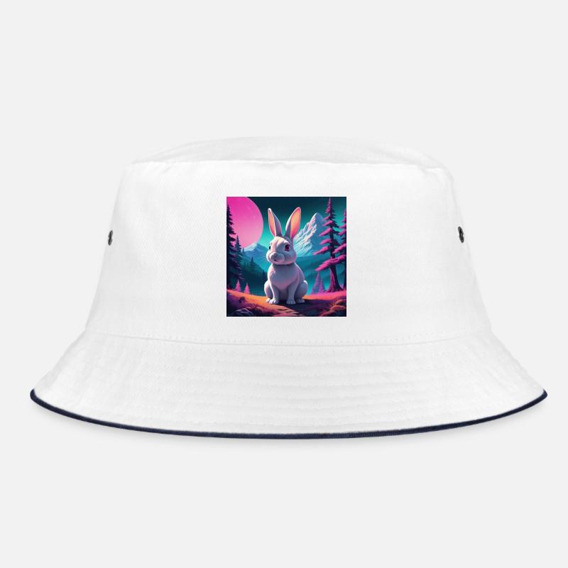 Rabbit on the mountain - Bucket Hat - white/navy