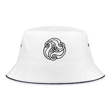 Black three-petal flower - Bucket Hat - white/navy - Front