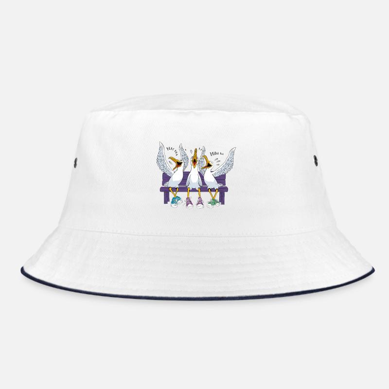 Seagulls on Beach Bench Bucket Hat