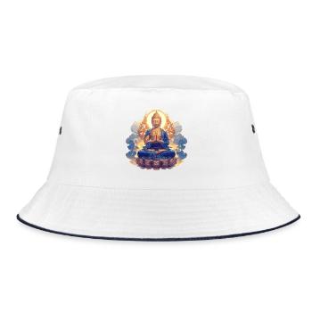 Buddha Buddhism Religion Spiritual Meditation - Bucket Hat - white/navy - Front