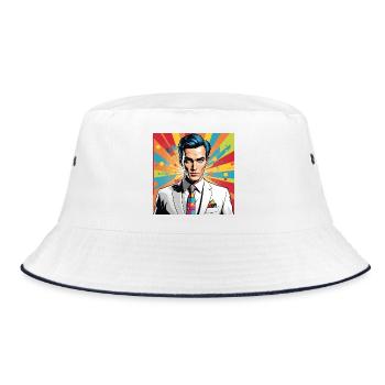 Portrait Pop Art Élégant - Bob - blanc/marine - Devant