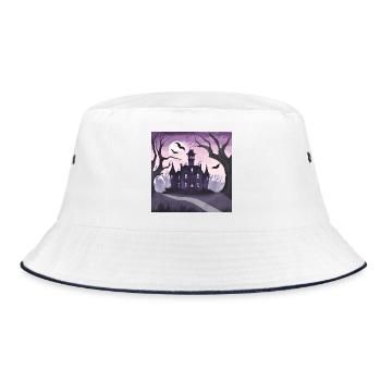 Gothic mansion. - Bucket Hat - white/navy - Front