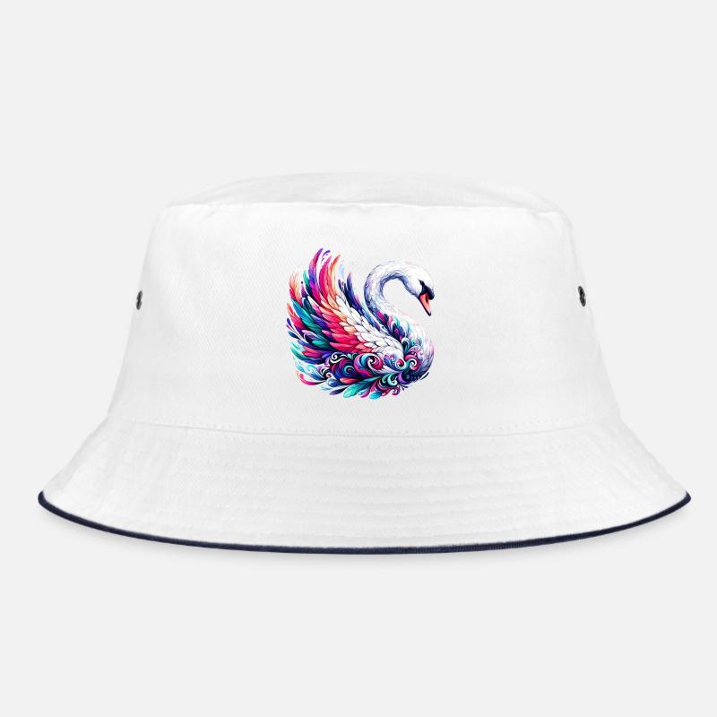 Schwan - Bucket Hat - Weiß/Navy