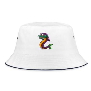 Eel Funny Kawaii Cartoon Character Clipart - Bucket Hat - white/navy - Front