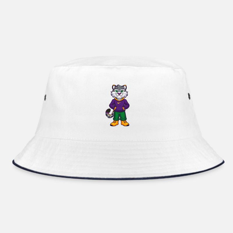 Snow Leopard Funny Kawaii Cartoon Character Bucket Hat