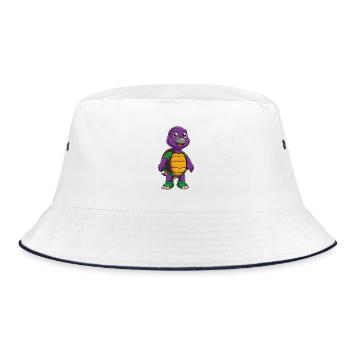 Turtle Funny Kawaii Cartoon Character Clipart - Bucket Hat - white/navy - Front