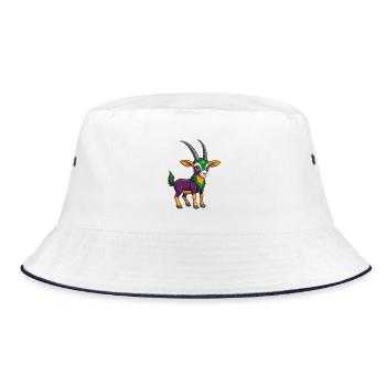Oryx Lustige Kawaii Cartoon Figur Clipart - Bucket Hat - Weiß/Navy - Vorne