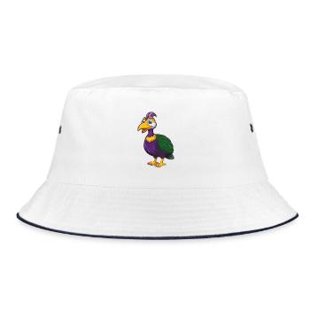 Perlhuhn Lustige Kawaii Cartoon Figur Clipart - Bucket Hat - Weiß/Navy - Vorne