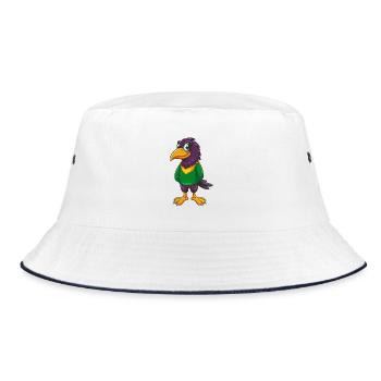 Krähe Lustige Kawaii Cartoon Figur Clipart - Bucket Hat - Weiß/Navy - Vorne
