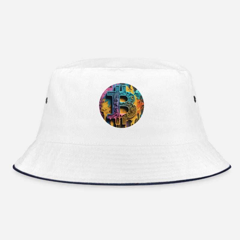 Bitcoin graffiti: Colorful and rebellious - Bucket Hat - white/navy