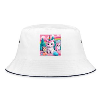 Unicorn Kittens - Bucket Hat - Weiß/Navy - Vorne