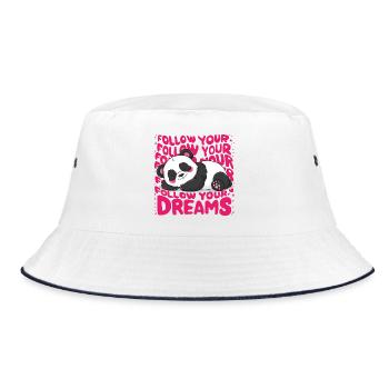 Panda - Follow your dreams - Bucket Hat - white/navy - Front
