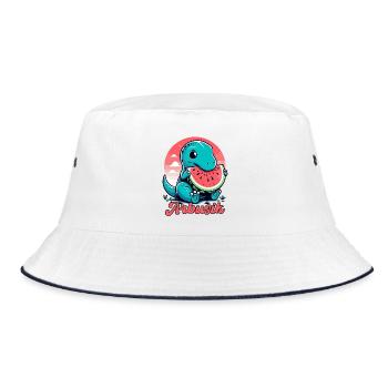 Cute T-Rex Watermelon Arbusik Gift - Bucket Hat - white/navy - Front