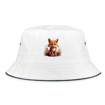 Schelmischer Fuchs - Bucket Hat - Weiß/Navy - Vorne