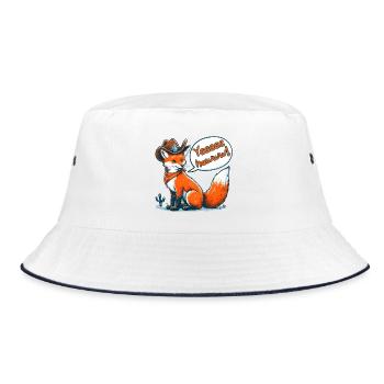 Cowboy Fox Says Yeehaw! Funny Western Cartoon - Bucket Hat - white/navy - Front