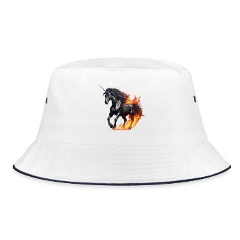 Das mächtige schwarze Einhorn - Bucket Hat - Weiß/Navy - Vorne