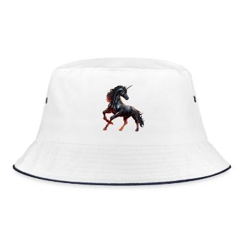 Das mächtige schwarze Einhorn - Bucket Hat - Weiß/Navy - Vorne