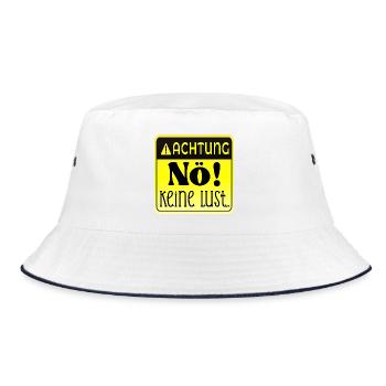 ACHTUNG - KEINE LUST NÖ - Bucket Hat - Weiß/Navy - Vorne