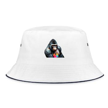 Gorille Polygonal Coloré - Bob - blanc/marine - Devant