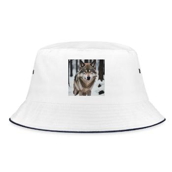 Wolf - Bucket Hat - white/navy - Front