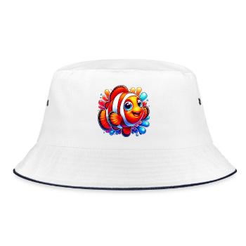 Clownfische - Bucket Hat - Weiß/Navy - Vorne