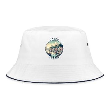 Corfu Greece travel design - Bucket Hat - white/navy - Front