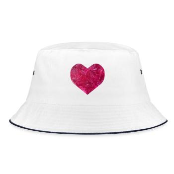 Herzmotiv - handgemalt von Martina Eßer - Bucket Hat - Weiß/Navy - Vorne