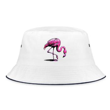 Flamingo - Bucket Hat - Weiß/Navy - Vorne