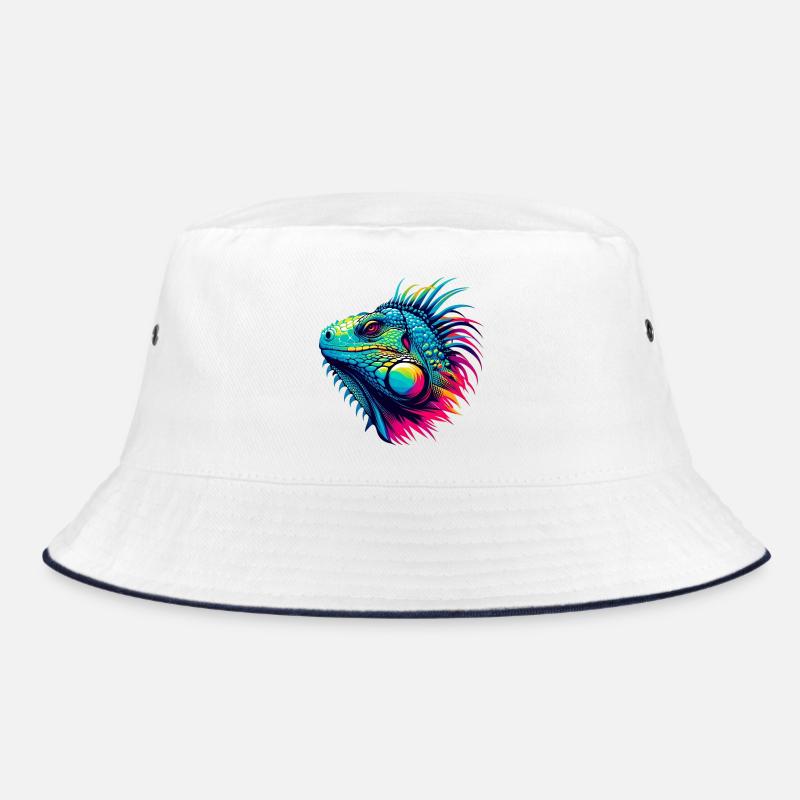 Leguan - Bucket Hat - Weiß/Navy