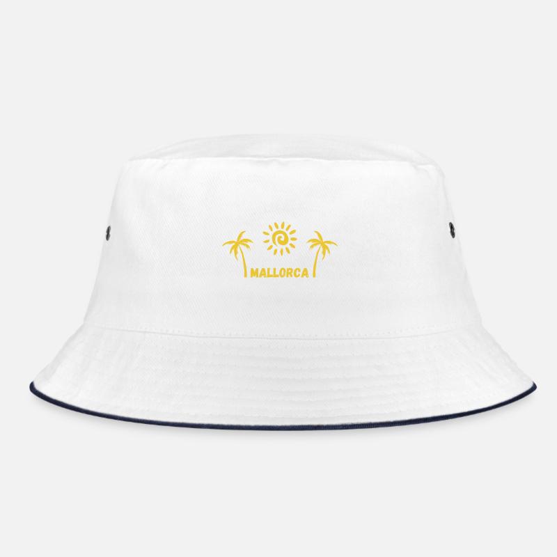 Mallorca Vibes: Sonne, Palmen, Freiheit - Bucket Hat - Weiß/Navy
