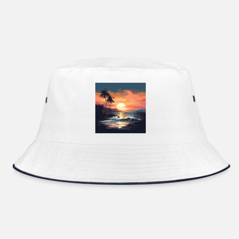 Coucher de soleil tropical sur la plage - Bob - blanc/marine
