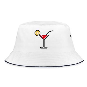 Cocktail / Cocktailglas / Martini (Bold / Rot) - Bucket Hat - Weiß/Navy - Vorne