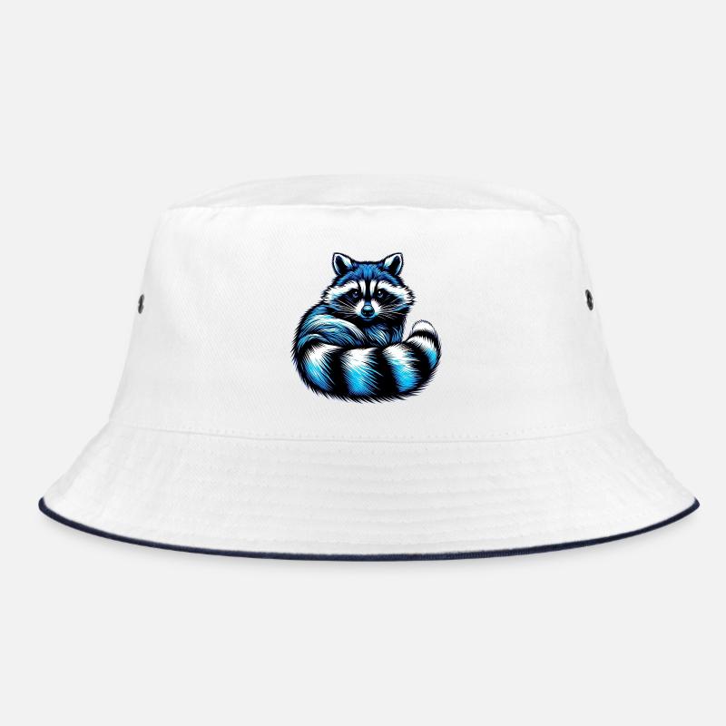 Waschbär - Bucket Hat - Weiß/Navy