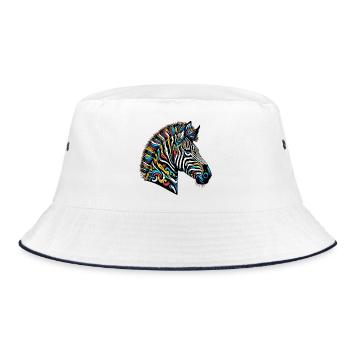 Zebra - Bucket Hat - Weiß/Navy - Vorne