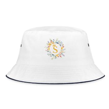 S monogramme, cercle de fleurs, personnalisable - Bob - blanc/marine - Devant