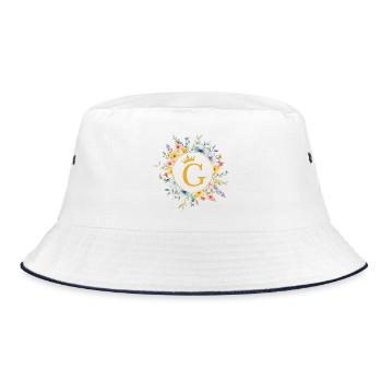G Monogramme, Cercle de fleurs, Personnalisable - Bob - blanc/marine - Devant