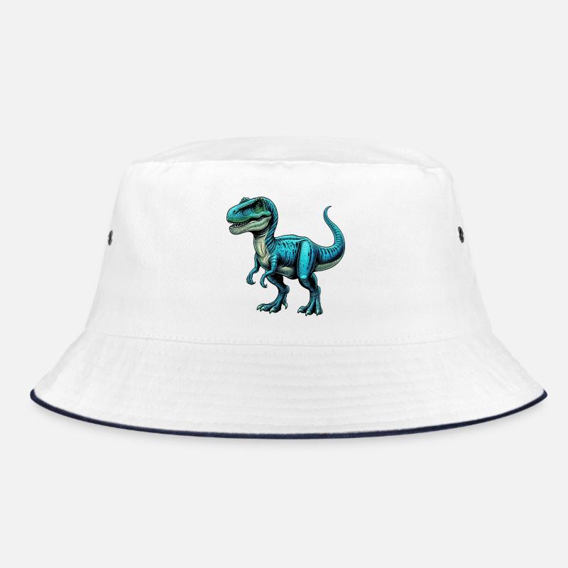 Dinosaurier - Bucket Hat - Weiß/Navy