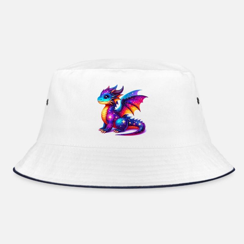 Drache - Bucket Hat - Weiß/Navy