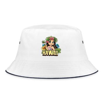 Hawaii Aloha femme fleurs palmiers plage mer île - Bob - blanc/marine - Devant