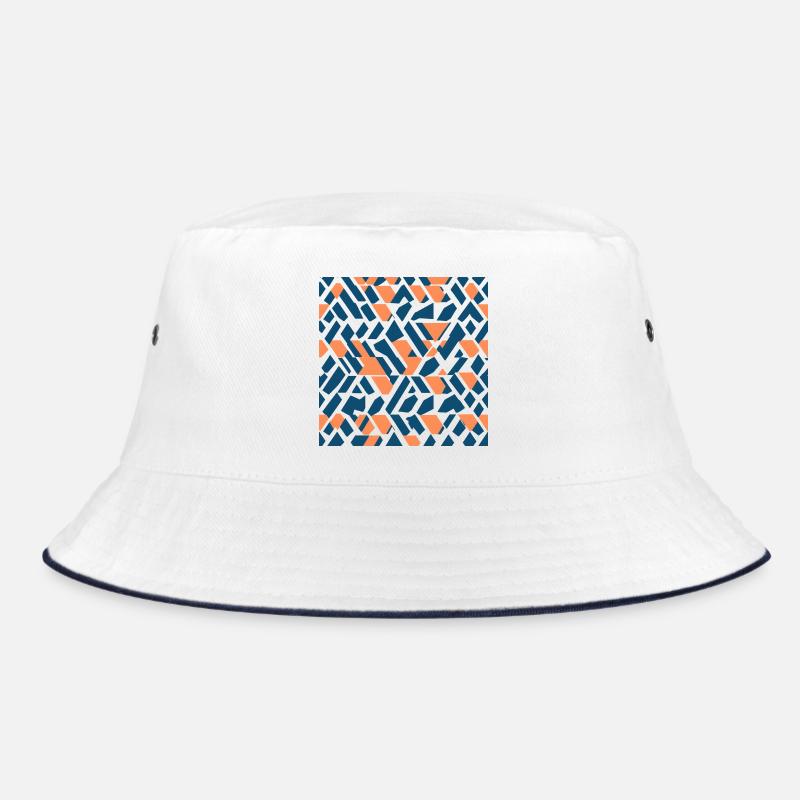 Dream Patterns 5 Coral Navy Abstract Dream Pattern Bucket Hat