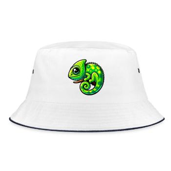 Chamäleon - Bucket Hat - Weiß/Navy - Vorne