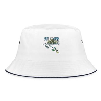Aquarell Landkarte Salomonen - Bucket Hat - Weiß/Navy - Vorne