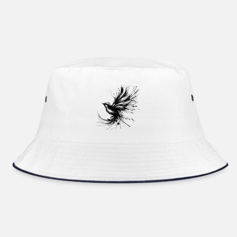 Schwarzer Vogel im InkArt-Stil Bucket Hat