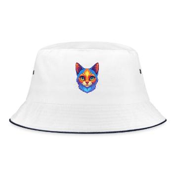 Verdünnte Kattunkatze Rasse Cartoon Kawaii Tier Haustier - Bucket Hat - Weiß/Navy - Vorne