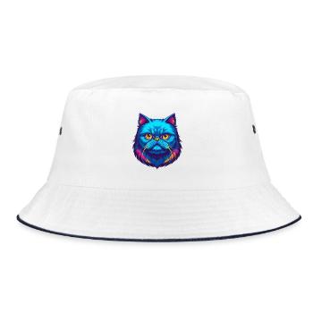 Colorpoint Persische Katze Rasse Karikatur Kawaii Tier - Bucket Hat - Weiß/Navy - Vorne